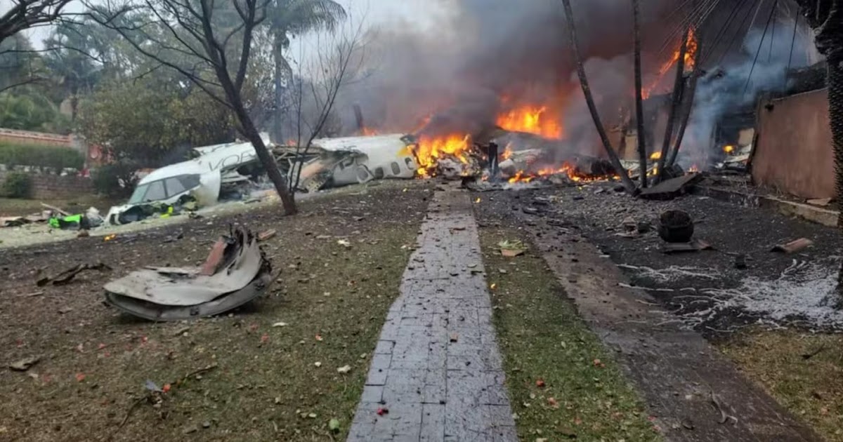 imagens impressionantes mostram destruição após queda de avião em, SP